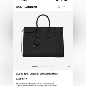 NEW DAEK GREY SAINT LAURENT SAC DE JOUR - LARGE - WITH DUST BAG AND CARDS